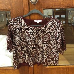 Elizabeth and James open knit oversized crop top